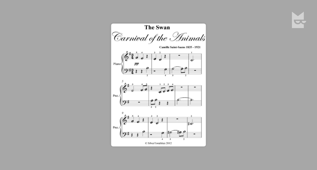 The Swan Carnival of the Animals – Beginner Tots Piano Sheet Music by  Camille Saint Saens Read Online on Bookmate
