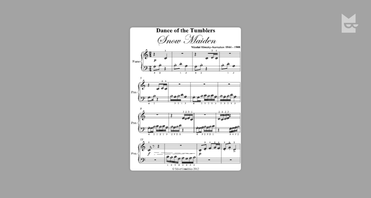 Dance of the Tumblers Snow Maiden Beginner Piano Sheet Music by Nikolai