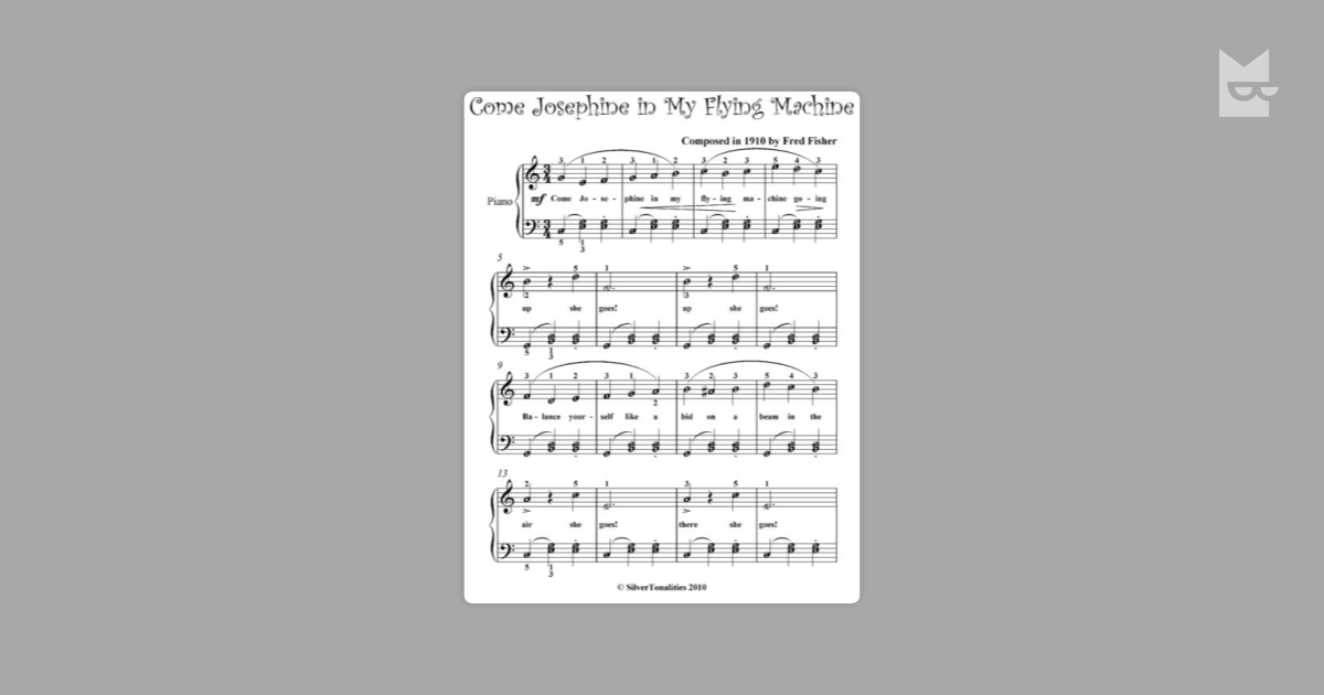 Come Josephine In My Flying Machine Easiest Piano Sheet Music by Fred ...