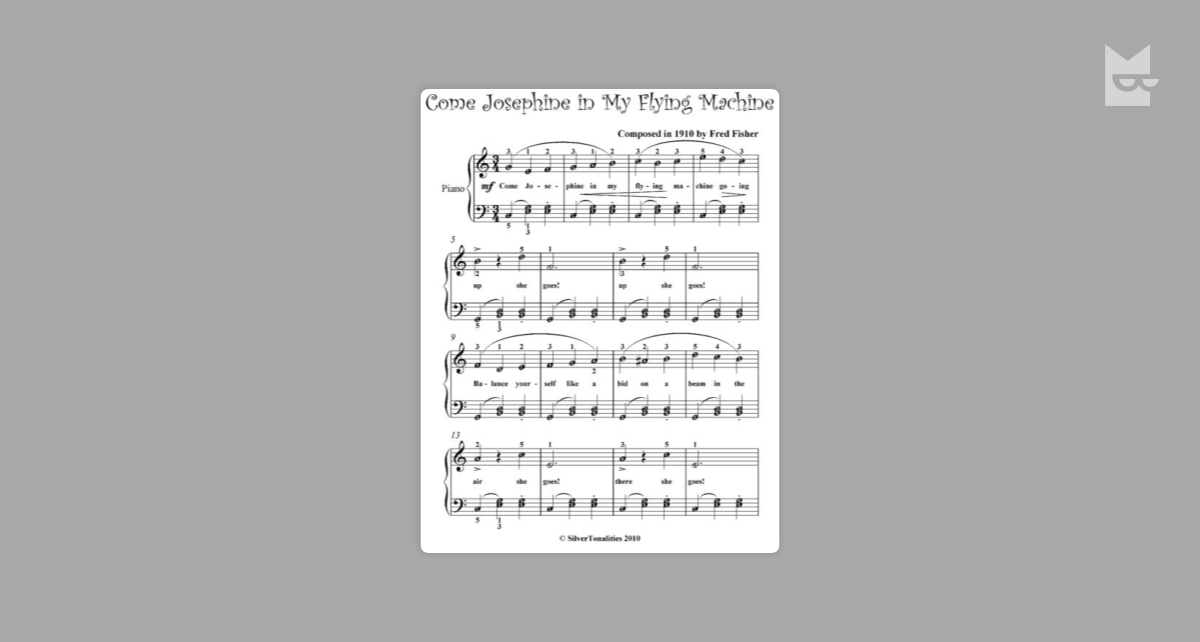 Come Josephine In My Flying Machine Easiest Piano Sheet Music by Fred ...